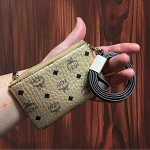 MCM Gold and Black Monogram Wallet